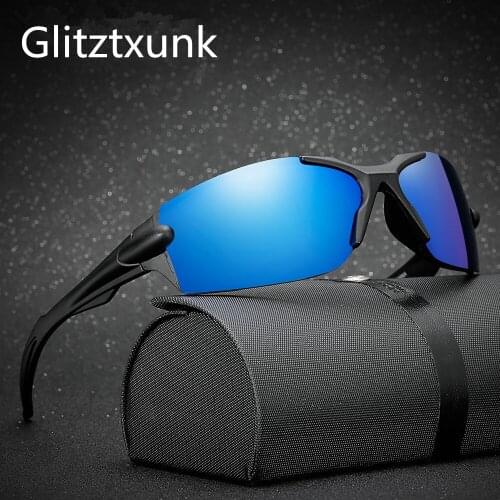 Glitztxunk Vintage Men Polarized Sunglasses Sports Brand Flat Lens Rimless Square Frame Women Sun Glasses Goggles Oculos Gafas