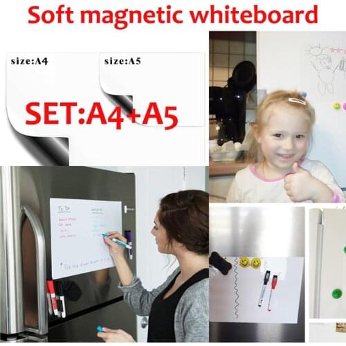 YIBAI A4+A5 Set Magnetic Whiteboard Soft Kitchen Home School Magnet Dry Erase Board White Board Flexible Pad Magnet Fridge