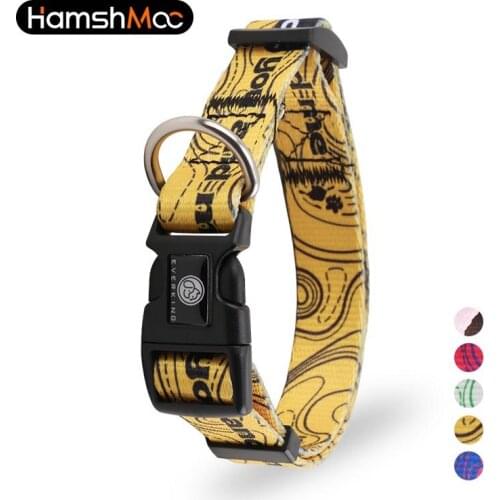 HamshMoc Striped Nylon Dog Protective Collar For Little Big Dogs Adjustable Small Designer Dog Collar Quality Accessories Chien