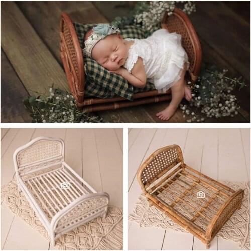 New props woven rattan frame rattan chair newborn baby bed photography props