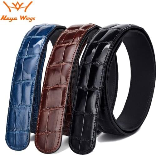 Very Shiny Nile Crocodile Skin Mens Luxury Belt Without Buckle High Quality Gentleman Business Leather Belts 3.8cm Width