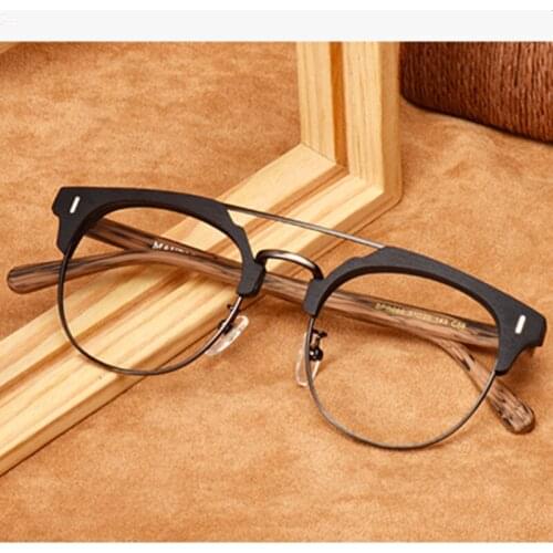 Brand Designer Vintage Wooden Acetate Glasses Frame Men Women Double Beam Myopia Prescription Eyeglasses Spectacle Frame