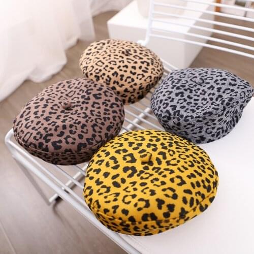 2-6 Years Old Childrens Hat Autumn Japanese Style Baby Girl Beret Leopard Print Sweet Painter Hat