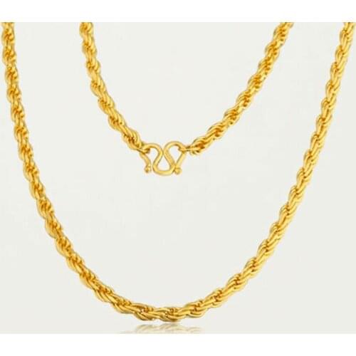 Pure Yellow Gold Rope Necklace/ 24K 999 Gold Heavy designer Necklace 6.8g