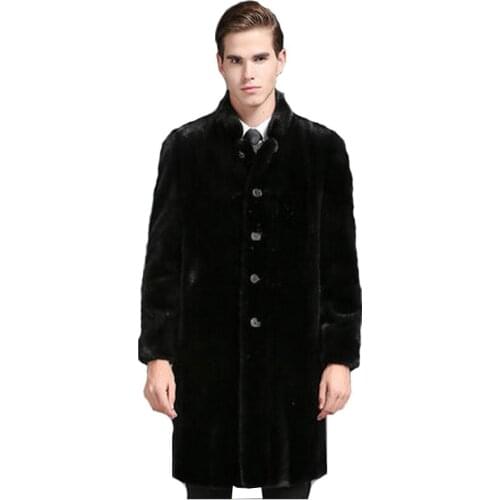 2018 New High Imitation Water Fur Leather Mens Long Full Fake Faux Fur Coat Coat Europe Large Size Jacket Size S-4XL 5XL 6XL