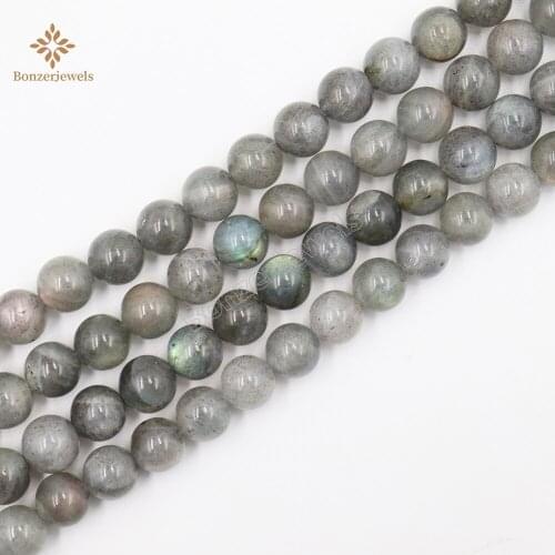 Genuine A Grade Gray Labradorite Stone Natural Round Beads For Jewelry Making DIY Bracelet Necklace 15'' 6/8/10MM