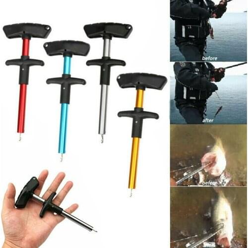 Portable Fishing Hook Remover Aluminum Hook Disgorger Puller Handle Fishing Hook Extractor Puller Fish Hook Tool