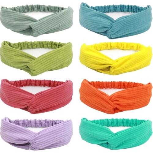 Lovely Braid Cotton Headband Cross Top Knot Elastic Hair Bands Soft Solid Color Girls Hairband Hair Accessories Twisted Headwrap