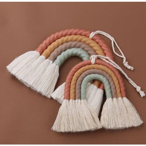 Rainbow Wall Hanging Ornament Handmade Weaving Macrame Home Decoration for Nursery Room