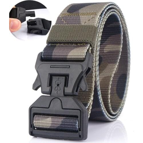 Automatic Quick Unlock Nylon Tactical Belt Army Fan Outdoor Sports Training Hunting Military Belts Mens Leisure Waistband 125 cm