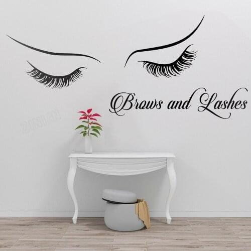Eyelash Wall Decals Beauty Salon Woman Face Wall Stickers For Girls Room Lashes Brows Wall Murals Decor Living Room Art Y121