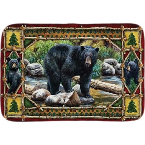 RiverS Edge Bear Door Mat Home Decor Indoor Outdoor Doormats Animals Pattern Soft Lighteness Short Plush Fabric Bathroom Mats