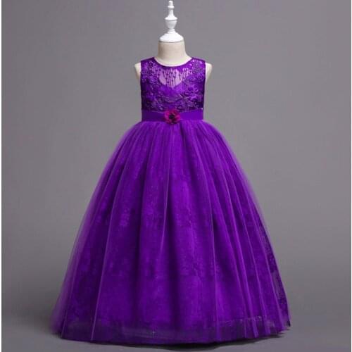 Flower girl wedding dress mini meshwork embroidery trailing dresses child soft yarn princess lacework cute dress 22