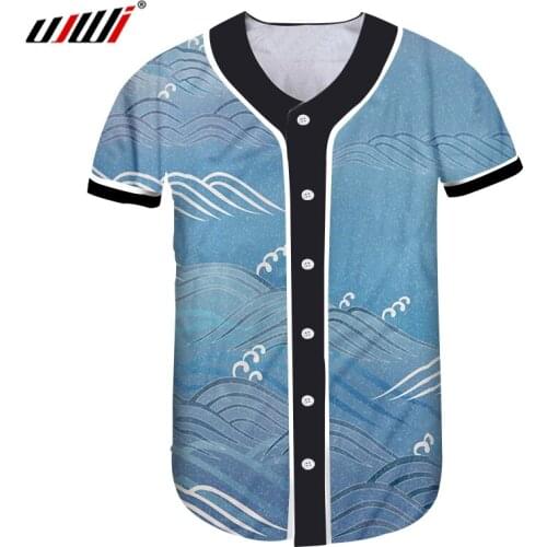UJWI New Retro Japanese Trend Man Baseball Shirt 3D Printed Unisex Wave And Ukiyo-e Harajuku Large Size Tshirt Suppliers