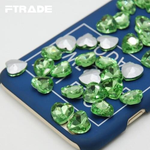 DIY Wedding Dress Jewelry And Clothing Decoration Light Green Color Heart shaped Point Back Glass Crystal Strass Stones