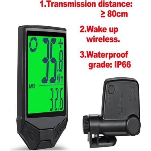 Bicycle computer large screen luminous waterproof mountain bike wireless computer anti-interference can measure temperature