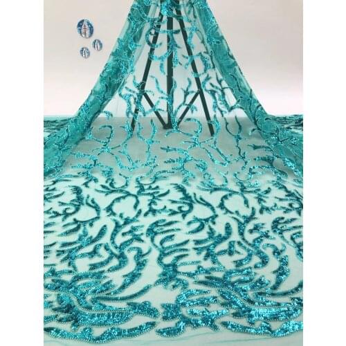 High Quality African Lace Fabric Sequin Embroidery Craft French Tulle Mesh DIY Design Dress Skirt Sewing Cloth 5 Yards Wholesale