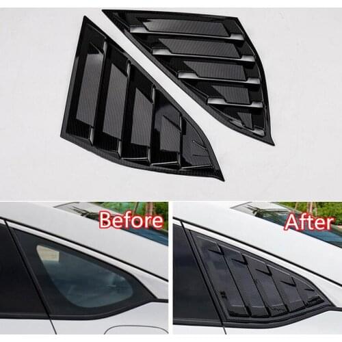 YAQUICKA Fit For Honda Accord 10th 2018 Car Rear Window Louver Decoration Car Stickers Bezel Trim Styling Carbon Fiber Black