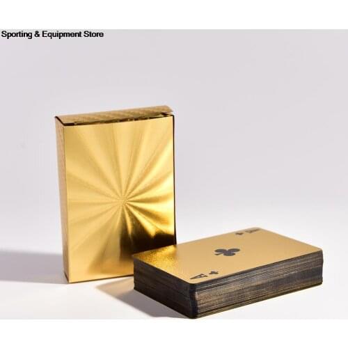 1 set Gold Foil Playing Cards Texas Hold'em Poker Gold Foil Plated Poker Card Funny High-grade games