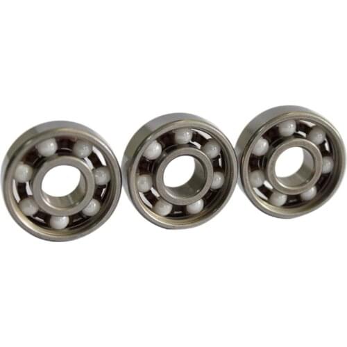 10PC 608 2RS Chrome Steel Ring With White ZrO2 Ceramic Balls Longboard Inline Skate Skateboard Bearings