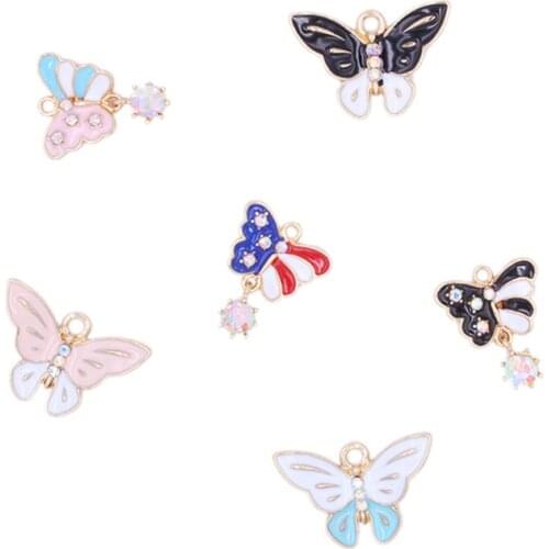 10pcs Animal series of butterflies Charm Pendants insect Animal Enamel Charms for DIY Earring Jewelry Handmade Finding XL733