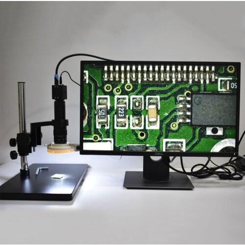 2.0MP 1080P Industrial Video HD Microscope HDMI Camera+180X 300X Adjustable Magnification 25mm Zoom C-mount Lens+LED+Big Holder