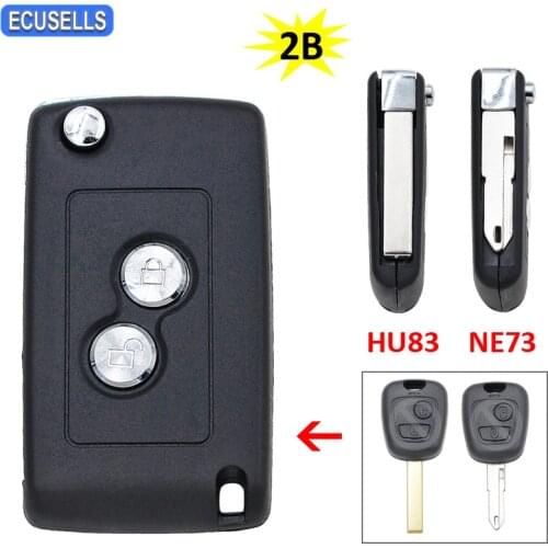 2 Button Folding Flip Remote Car Key Shell Case for Peugeot 307 107 1007 207 407 607 206 205 106 405 with HU83 / NE73 Blade