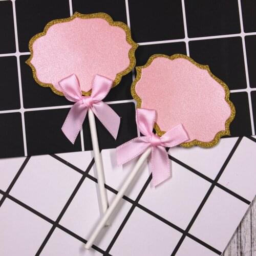 2pcs cute flower cake topper happy birthday cake insert DIY card paper knot wedding decoration supplies