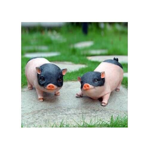 2PC DECORATION ART PIG CHOI RESIN ANIMAL PIG ORNAMENTS CRAFTS CASTING ORNAMENTS HAND LUCKY FORTUNE PIG