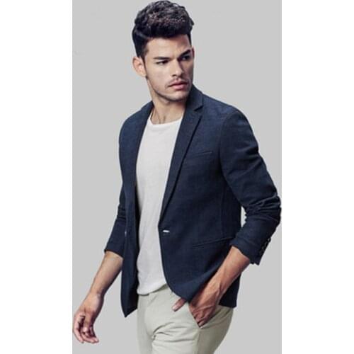2020 Navy Blue Costume Homme Latest Design Men Blazer Custom Made Tops Suit Jacket Wedding Coat Without Pant (Only Jacket )