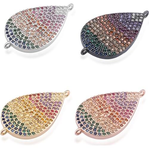 23*15mm leaf pendant necklace connector jewelry accessories diy miniature precision inlay cubic zircon bracelet gift