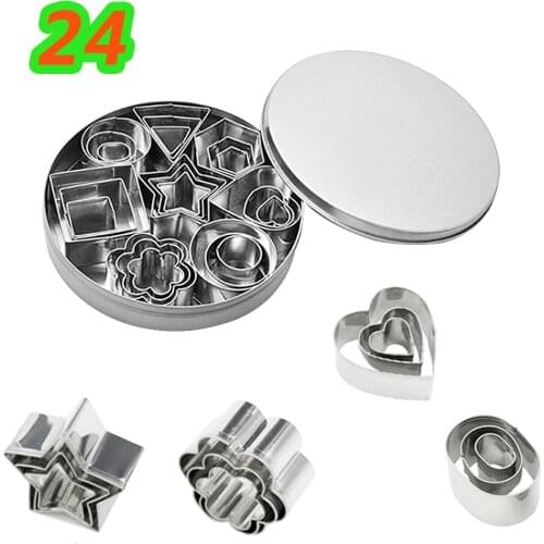 24pc/set Stainless Steel Heart Star Cake Cookie Mold Cake Baking Cutter Molds DIY Fruit Cutting Moulds Home Kitchen Baking Tool3