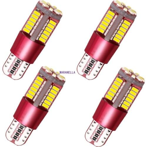 4PCs T10 W5W 194 White Canbus Error Free Car Bulb LED Light Interior Map Read Door License Plate Auto Lamps 4014 SMD 57Chips 12V