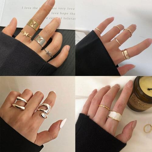 6pcs/Set Fashion Simple Design Vintage Silver Color Joint Rings Sets for Women Jewelry Korean Version Joint Rings anillos