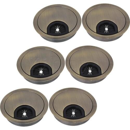 6 Pieces Zinc Alloy Cable Hole Cover for Computer Desk 60mm Green Bronze