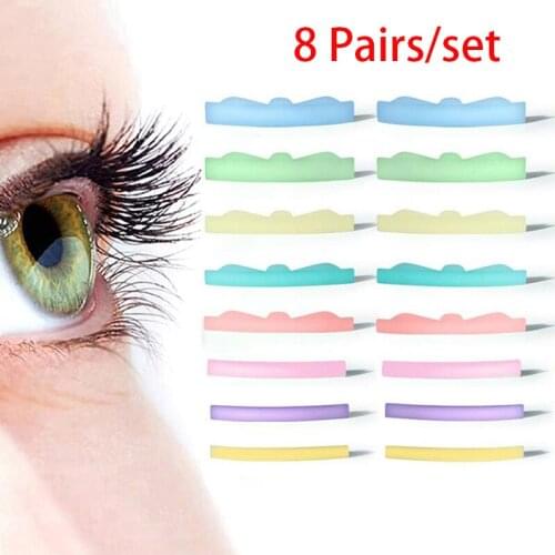 8 Pairs Professional Silicone Eyelash Perming Pad Silicone Eyelashes Curler Rods Lashes Lift Shield Tool (2 shapes and 8 colors)