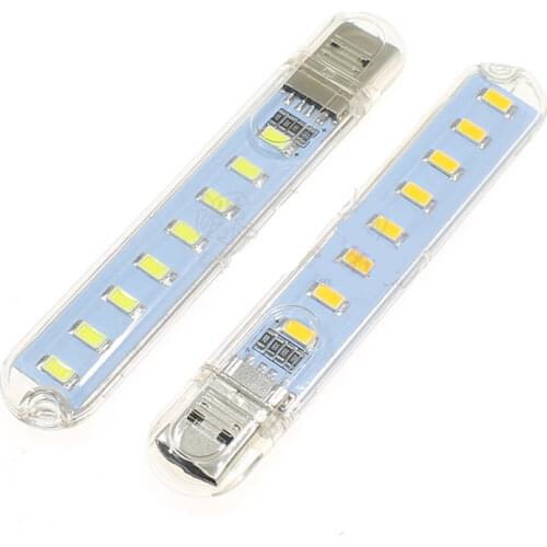 Free Shipping 50PCS MMini USB LED Night Light 5730SMD 8LEDs 5V Keychain Bulb Book Lamp for Reading Notebook Power Bank Computer