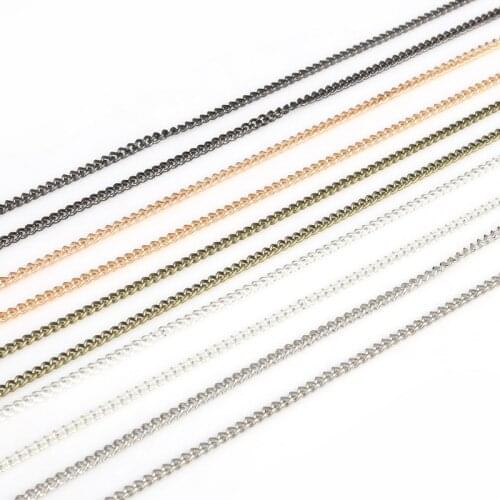 3X2mm 5m/lot Rhodium/Silver/Gold/Gunmetal/Antique Bronze Plated Necklace Chains for DIY Bracelet Jewelry Findings Making