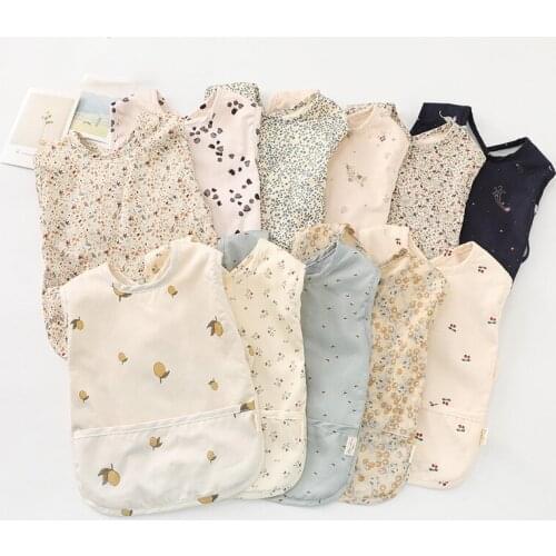 Pure Cotton Baby Bibs Breakfast Lunch Dinner Eating Burp Cloths Washable Sleeveless Apron Art Smock Babys Goods Ins Child Bib