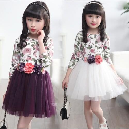 Kids Dresses For Girls Floral Print Girl Dresses 4 5 6 7 8 9 10 11 12 13 14 Years Summer Princess Dresses 2016 Children Clothing