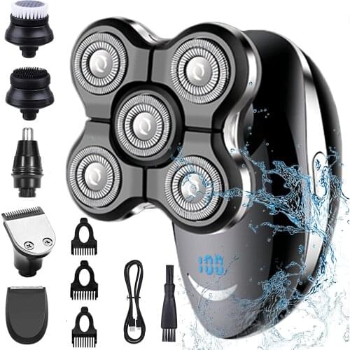 Electric Shavers for Men,2-Speed Rechargeable Rotary Electric Razors for Men,6 in 1Head Shavers for Bald Men Wet & Dry Cordless