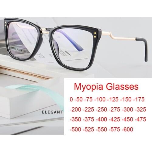 Luxury Brand Square Myopia Glasses Unique Khaki Eyeglasses Frame Ladies Women Office Work Anti Blue Light Computer Glasses TR90