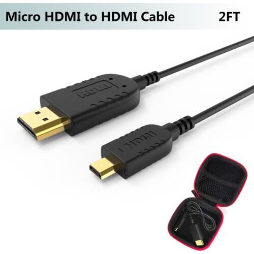FOINNEX Ultra Thin Flexible Micro HDMI to HDMI Cable 2FT for Gimbal GoPro Hero 7 Black,Canon Camera, Stabilizer,CE Certification