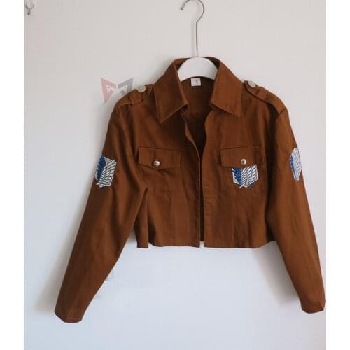 Halloween Attack On Titan Coat Jacket For Eren Levil Mikasa Ackerman High Quality Cotton Fabric Embroidery Badge Cosplay Costume