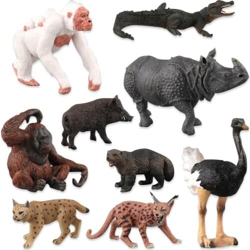 Simulation Chimpanzee/Rhinoceros/Ostrich Figure Collectible Toys Wild Animal Soft Rubber Toys