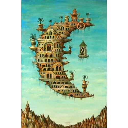 J028 Salvador Dali Living on the Moon Silk Poster Wall Sticker Decoration Gift