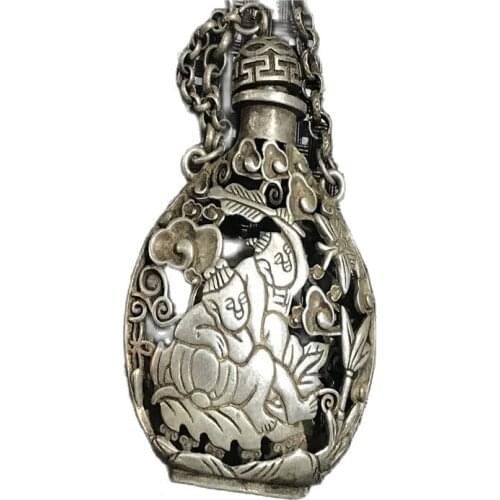 China Tibet Miao silver pattern silver boy snuff bottle