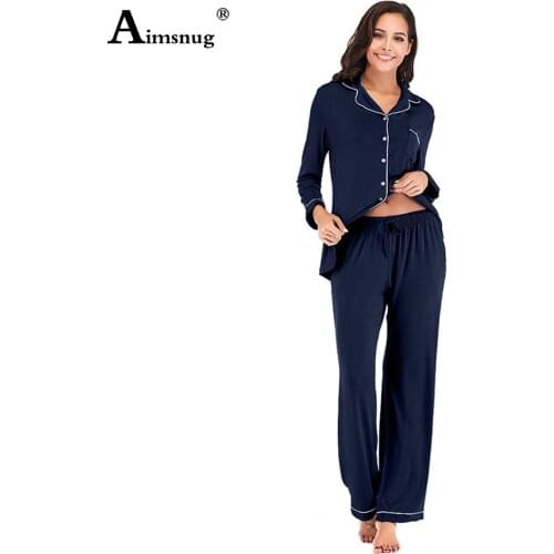 Aimsnug Solid Color Women Sets Fitted Shirt Top And Long Pants Set Autumn Long Sleeve Ladies Home Sets Lace-up Two Piece Outfits