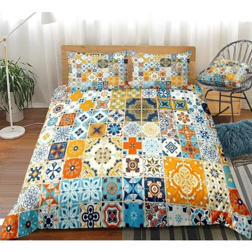 Boho Duvet Cover Set Retro Nation Bedding Set Decorative Pattern Beds Set Home Textiles Microfiber Bohomian Bedspread For Teens