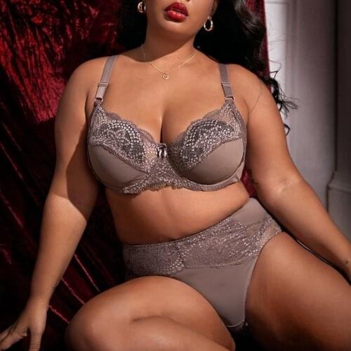 Xiushiren Floral Lace Full Cup Women Bras and Briefs Set 85D 90D 95D 100D 105D Female Ultra Thin Underwear Set Unlined Lingeries